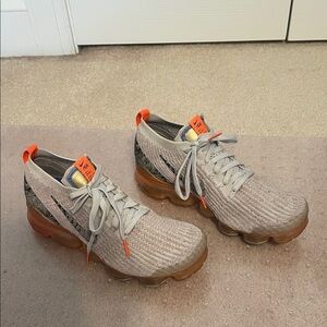 Nike Air VaporMax Flyknit in Gray with Orange Accents